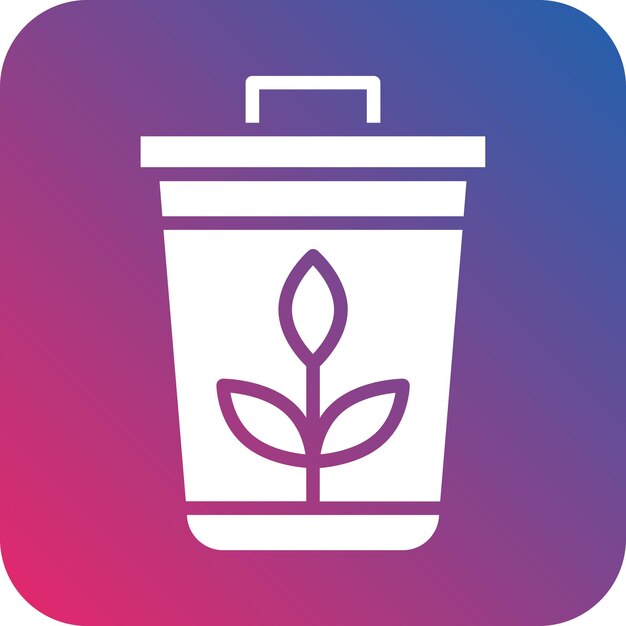 Diseño vectorial estilo del icono de basura de la planta