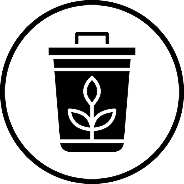 Diseño vectorial Estilo del icono de basura de la planta