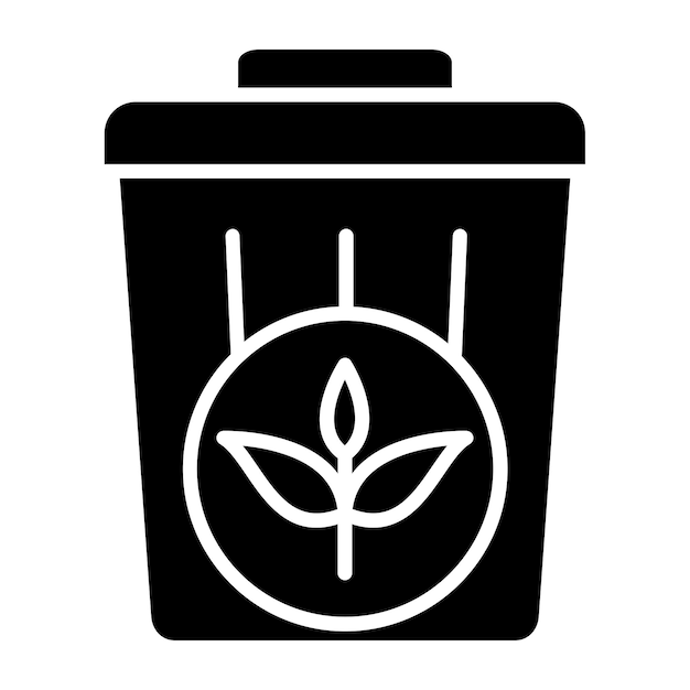 Diseño vectorial Estilo del icono de basura de la planta