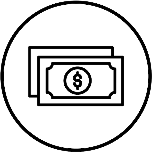 Diseño vectorial Estilo del icono del billete de dólar