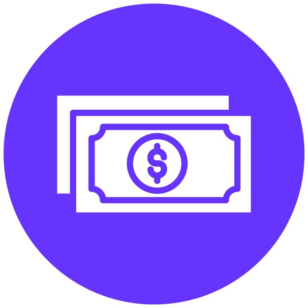 Diseño vectorial Estilo del icono del billete de dólar