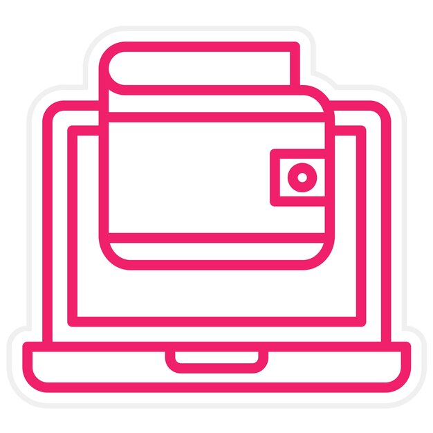 Diseño vectorial de estilo de icono de billetera en línea