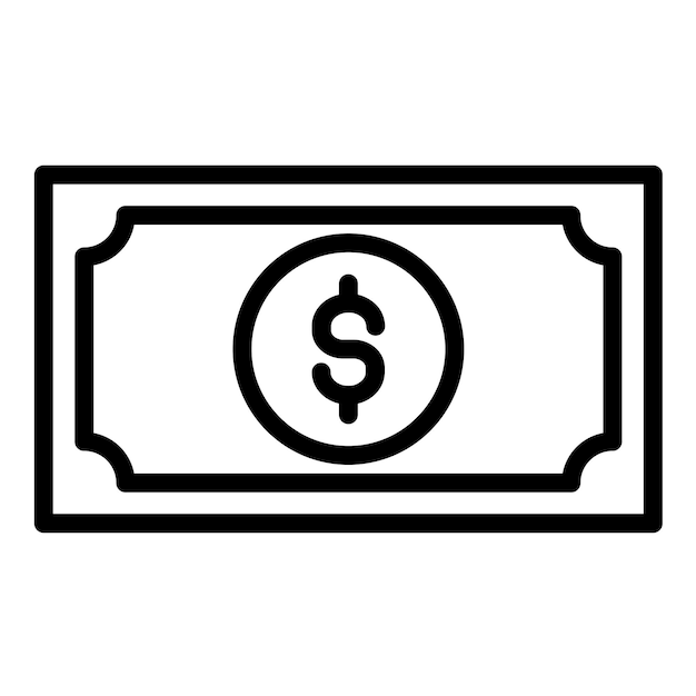 Diseño vectorial del estilo del icono de los billetes de dólar