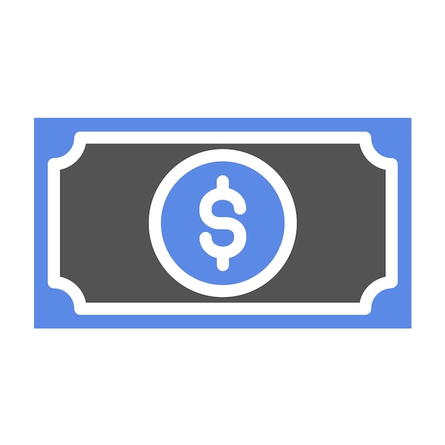 Diseño vectorial del estilo del icono de los billetes de dólar