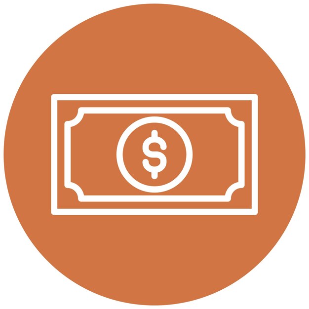 Diseño vectorial del estilo del icono de los billetes de dólar