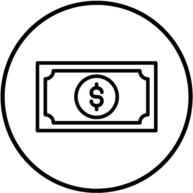 Diseño vectorial del estilo del icono de los billetes de dólar