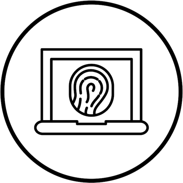 Diseño vectorial Estilo del icono biométrico de la computadora portátil