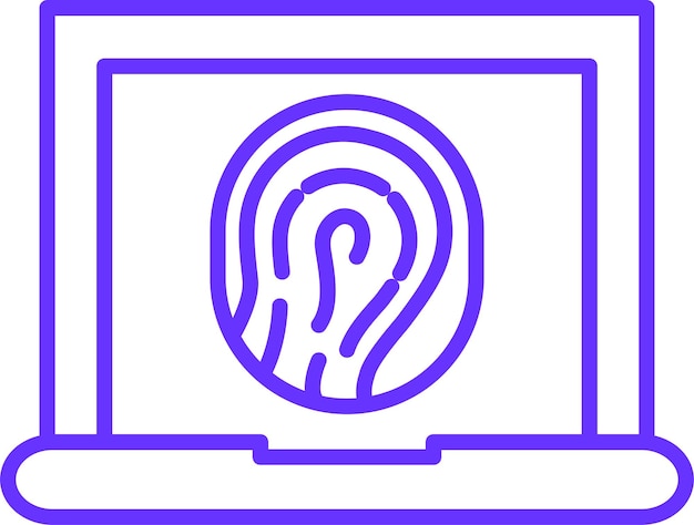 Diseño vectorial Estilo del icono biométrico de la computadora portátil