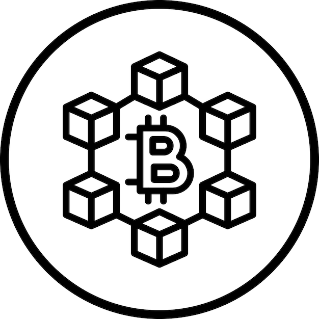 Diseño vectorial del estilo del icono de Blockchain