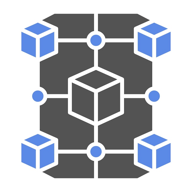 Diseño vectorial del estilo del icono de Blockchain