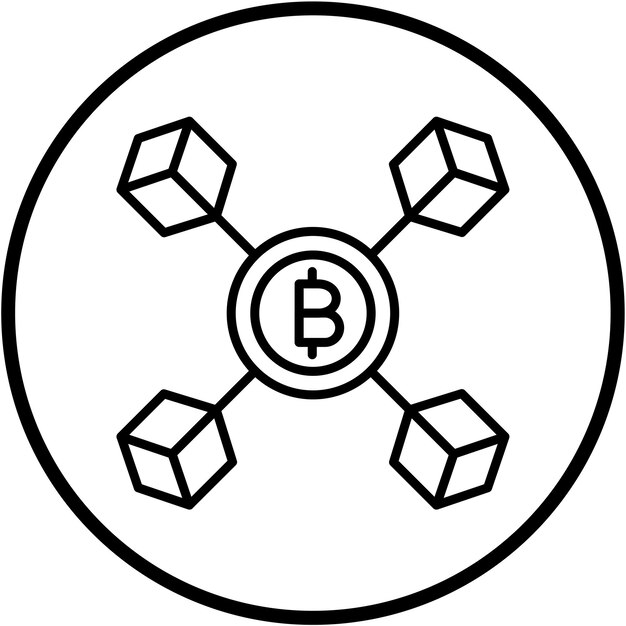 Diseño vectorial del estilo del icono de Blockchain