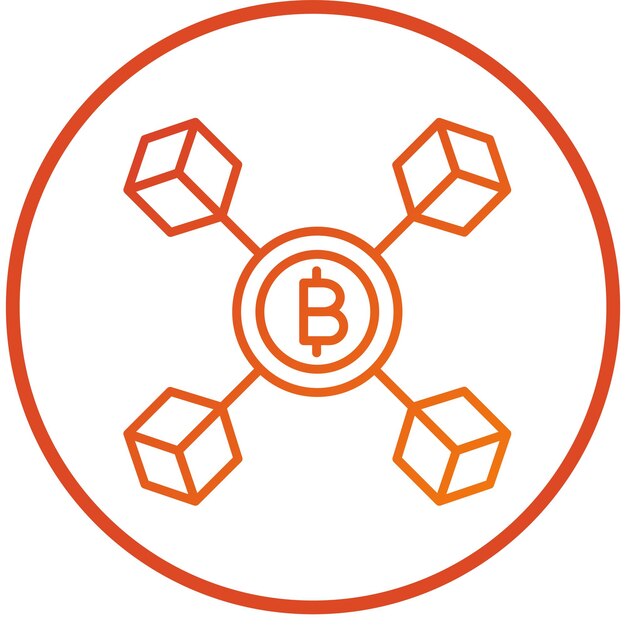 Diseño vectorial del estilo del icono de Blockchain