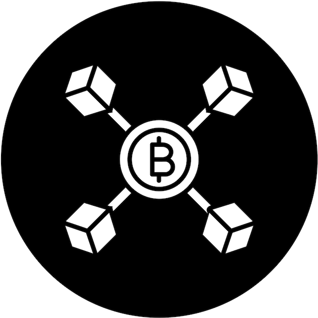 Diseño vectorial del estilo del icono de Blockchain