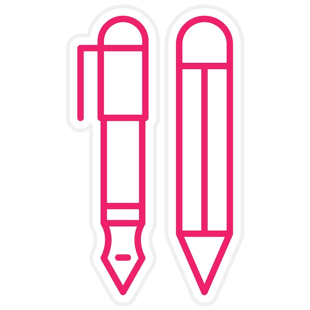Diseño vectorial estilo de icono de bolígrafo y lápiz