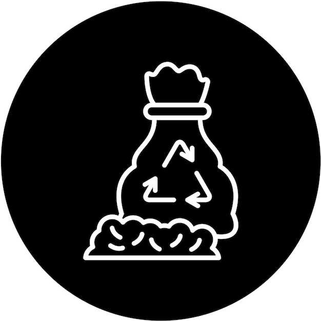 Diseño vectorial del estilo del icono de la bolsa de basura