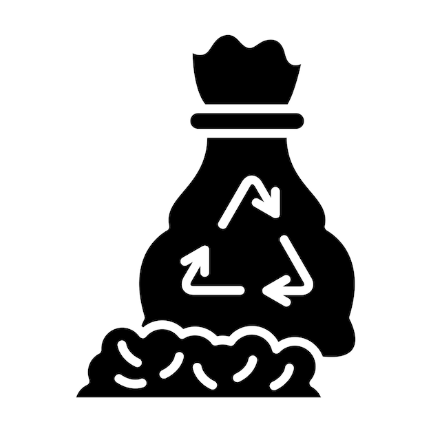 Diseño vectorial del estilo del icono de la bolsa de basura