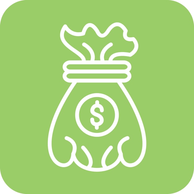 Diseño vectorial del estilo del icono de la bolsa de dinero