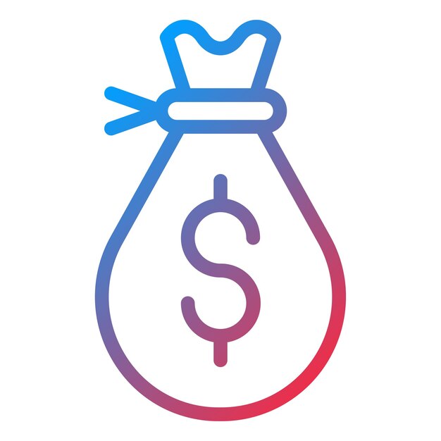 Diseño vectorial del estilo del icono de la bolsa de dinero