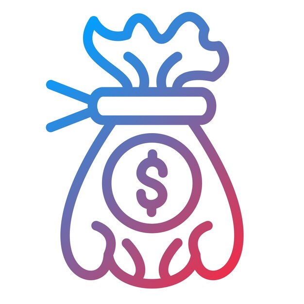 Diseño vectorial del estilo del icono de la bolsa de dinero