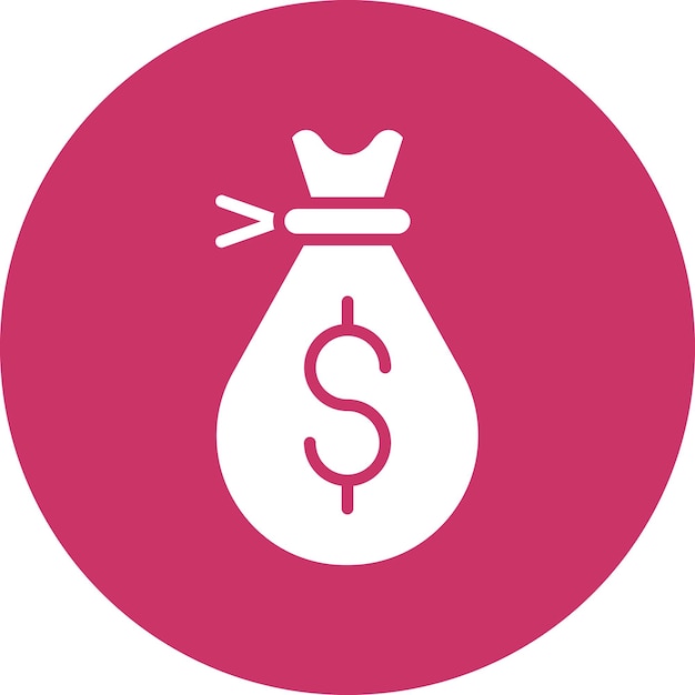 Diseño vectorial del estilo del icono de la bolsa de dinero