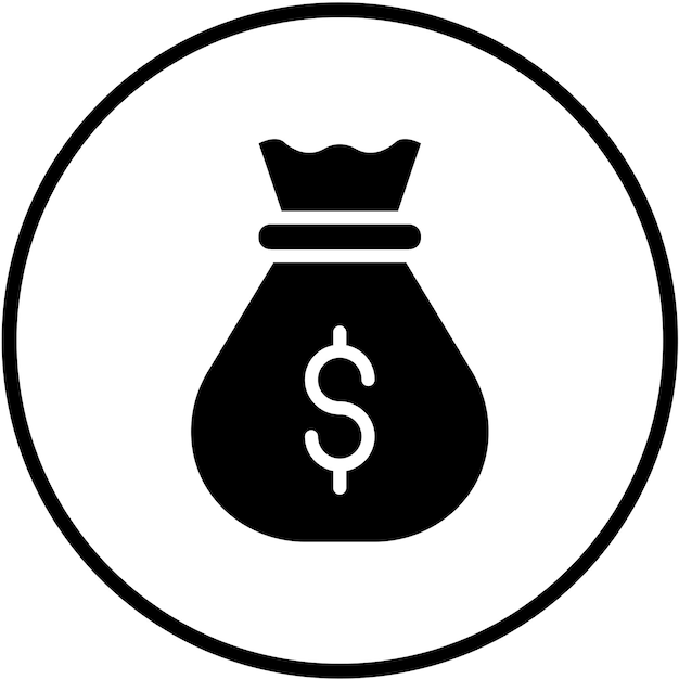 Diseño vectorial del estilo del icono de la bolsa de dinero