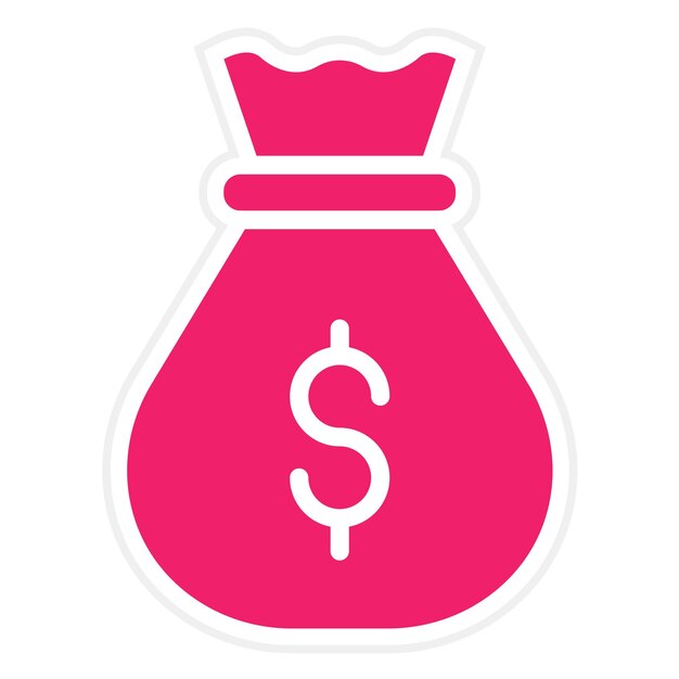 Diseño vectorial del estilo del icono de la bolsa de dinero