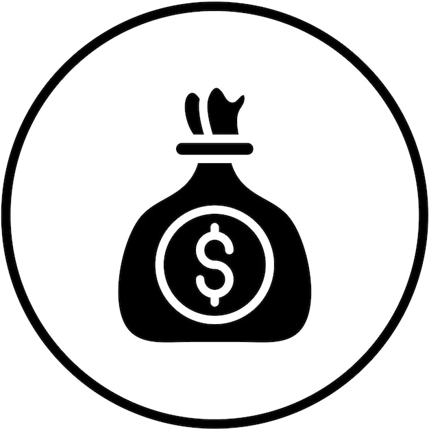 Diseño vectorial del estilo del icono de la bolsa de dinero