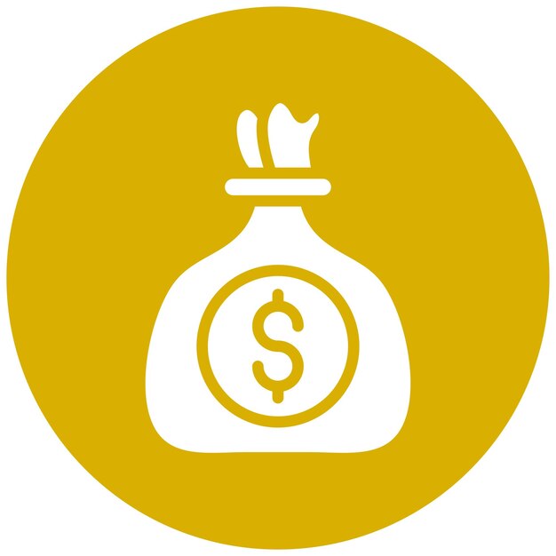 Diseño vectorial del estilo del icono de la bolsa de dinero