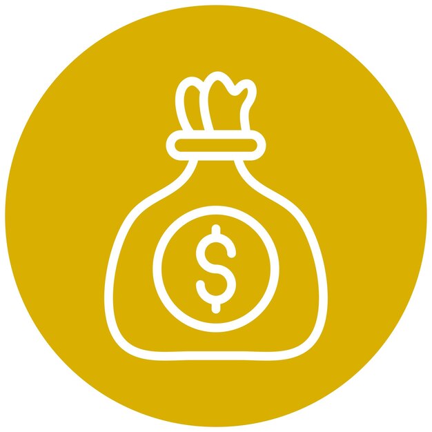 Diseño vectorial del estilo del icono de la bolsa de dinero