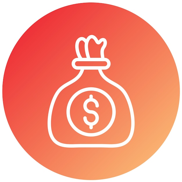 Diseño vectorial del estilo del icono de la bolsa de dinero