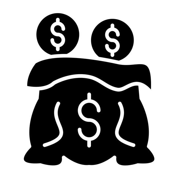 Diseño vectorial del estilo del icono de la bolsa de dinero