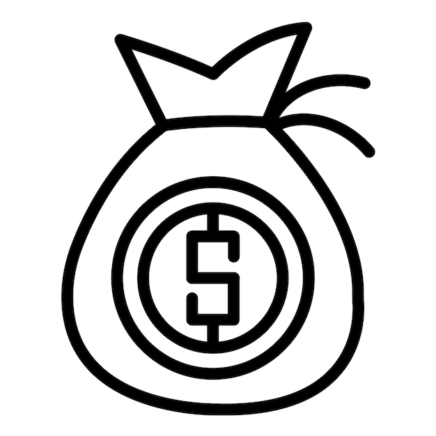 Diseño vectorial del estilo del icono de la bolsa de dinero