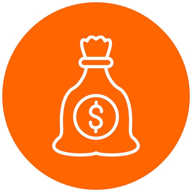 Diseño vectorial del estilo del icono de la bolsa de dinero