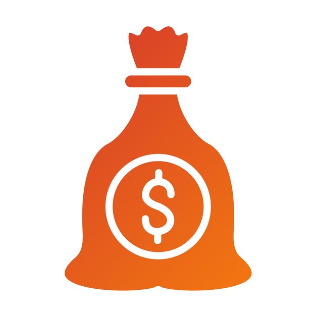 Diseño vectorial del estilo del icono de la bolsa de dinero