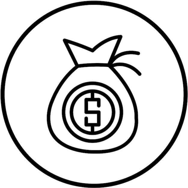 Diseño vectorial del estilo del icono de la bolsa de dinero