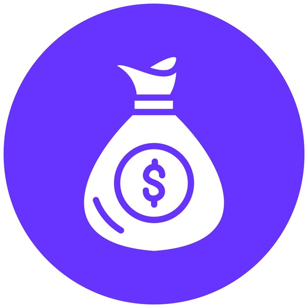 Diseño vectorial del estilo del icono de la bolsa de dinero