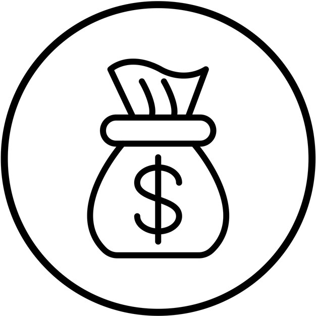 Diseño vectorial del estilo del icono de la bolsa de dinero