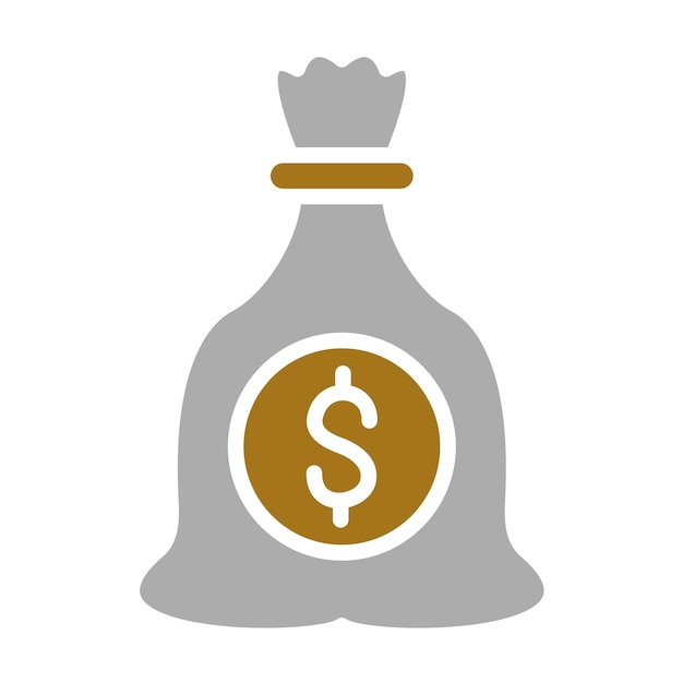 Diseño vectorial del estilo del icono de la bolsa de dinero