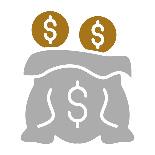 Diseño vectorial del estilo del icono de la bolsa de dinero