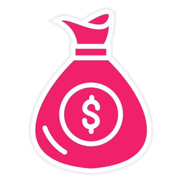 Diseño vectorial del estilo del icono de la bolsa de dinero