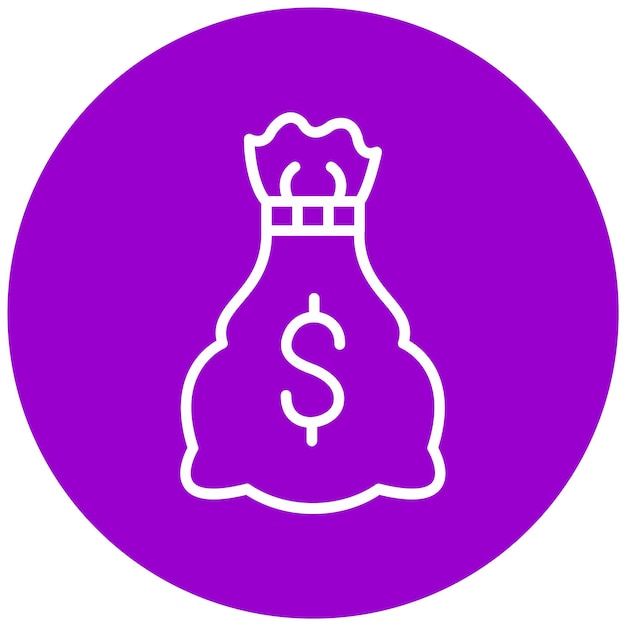 Diseño vectorial del estilo del icono de la bolsa de dinero