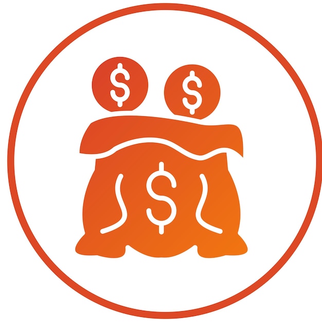 Diseño vectorial del estilo del icono de la bolsa de dinero