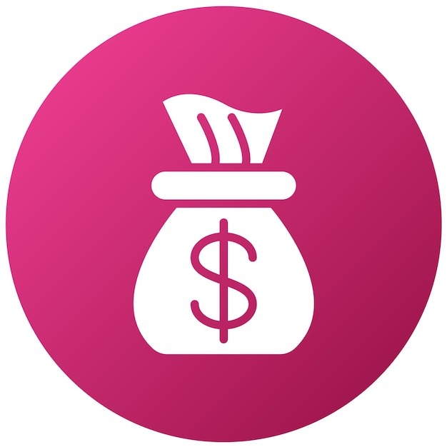 Diseño vectorial del estilo del icono de la bolsa de dinero