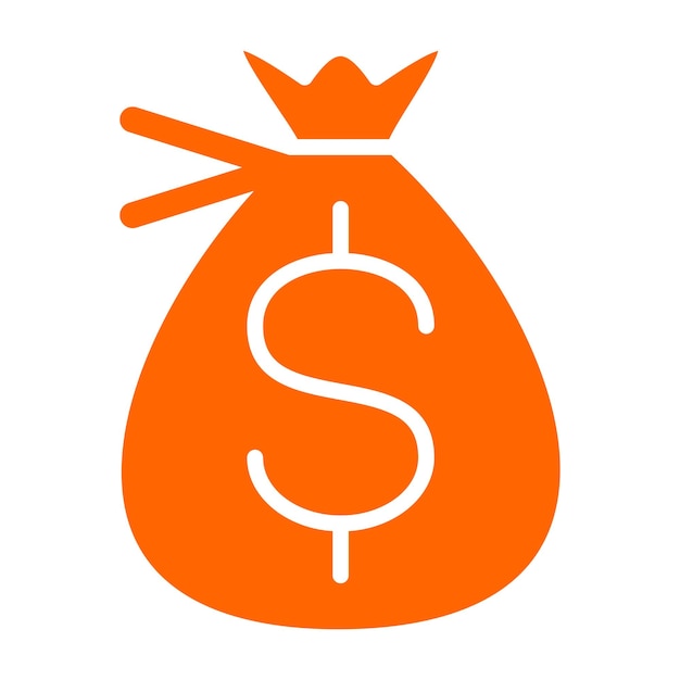 Diseño vectorial del estilo del icono de la bolsa de dinero