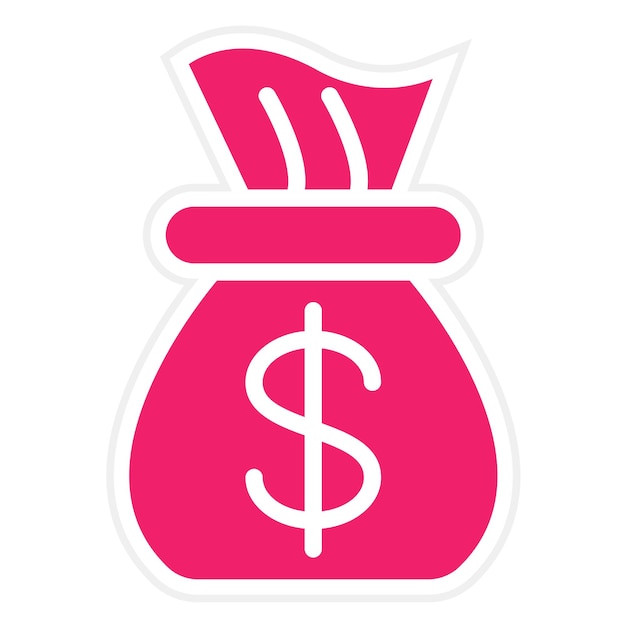 Diseño vectorial del estilo del icono de la bolsa de dinero