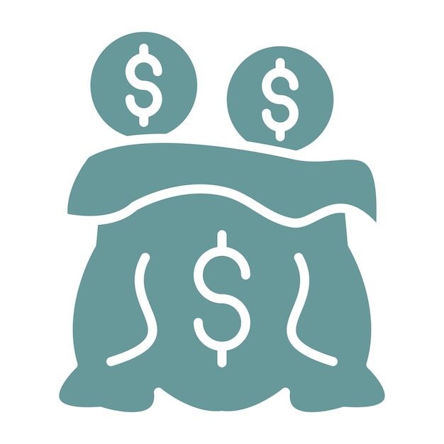 Diseño vectorial del estilo del icono de la bolsa de dinero