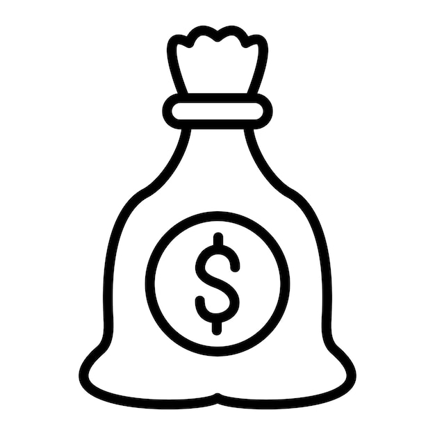 Diseño vectorial del estilo del icono de la bolsa de dinero
