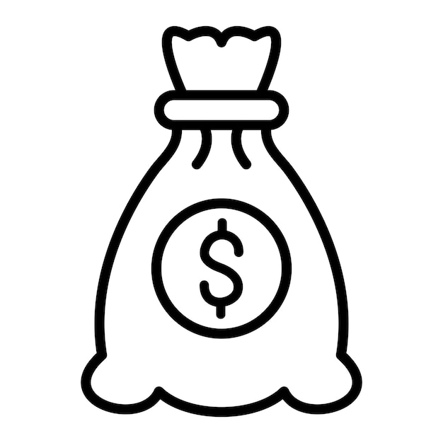 Diseño vectorial del estilo del icono de la bolsa de dinero