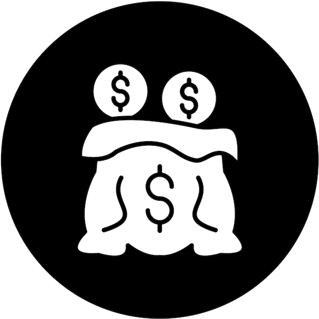 Diseño vectorial del estilo del icono de la bolsa de dinero