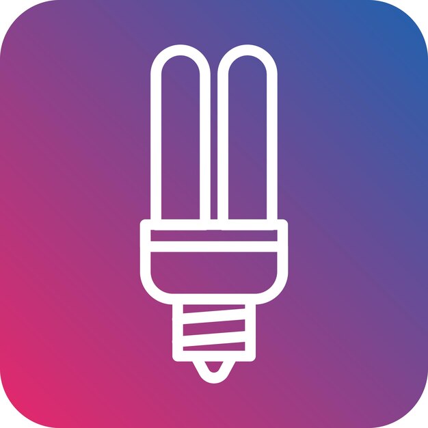 Diseño vectorial del estilo del icono de la bombilla tubular Cfl